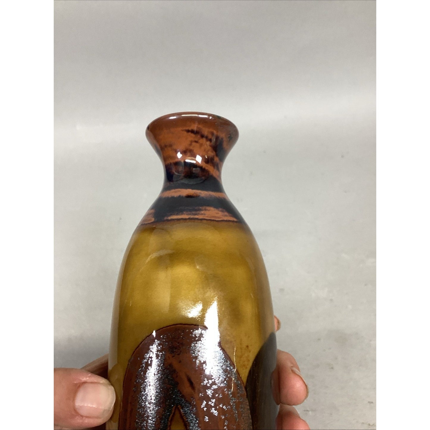 Vintage Stoneware Pottery Gloss Glazed Vase - 7.25”H