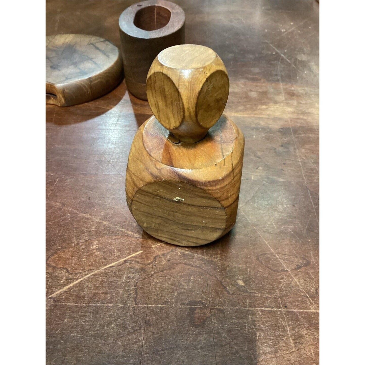 Vintage Teak Wooden Nut Cracker, Salt Cellar & Cheeseboard (no Knife)