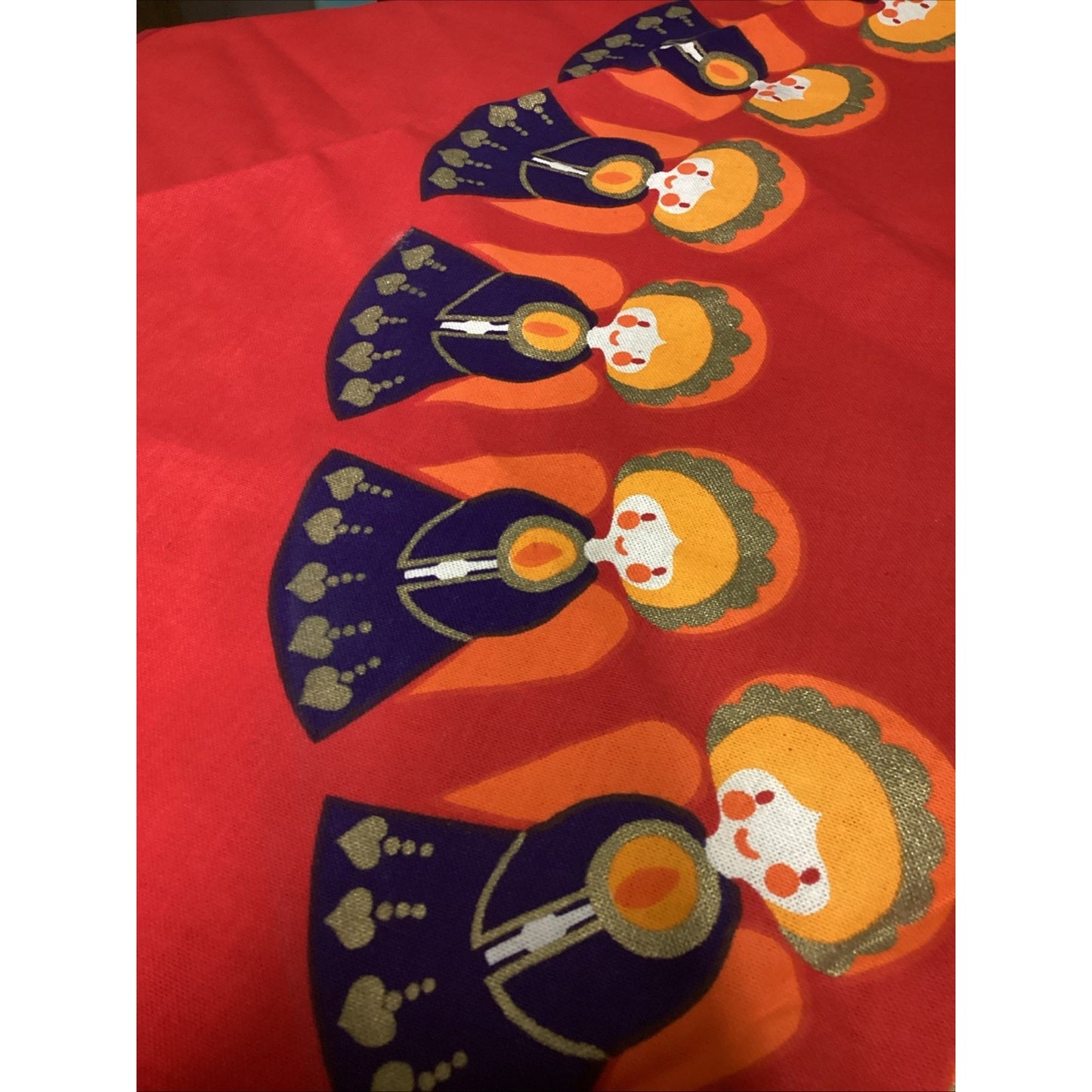 Vintage Round Christmas Angels Tree Skirt Or Tablecloth - 60”