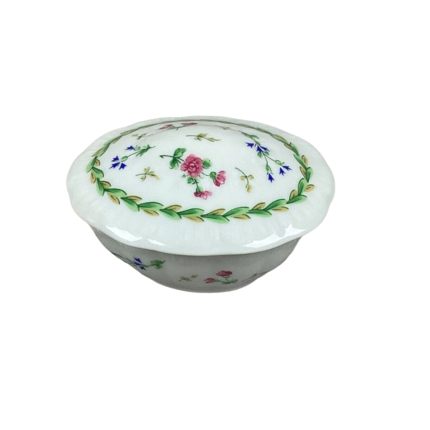 Limoges Porcelain Floral Lidded Trinket Box Candy Dish