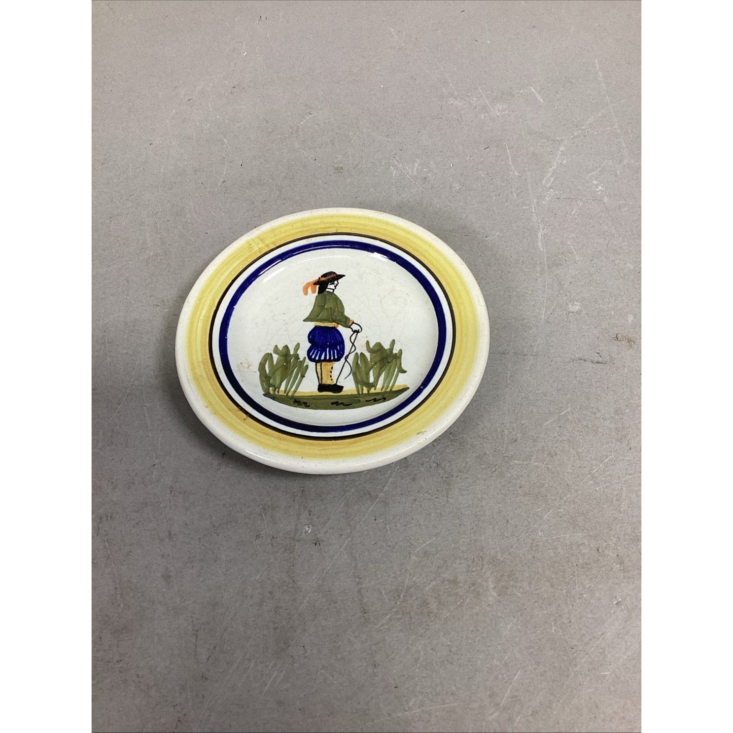 Set Of 3 Henriot Quimper Ceramic Decorative Wall Plates W/ 1 Coaster - France