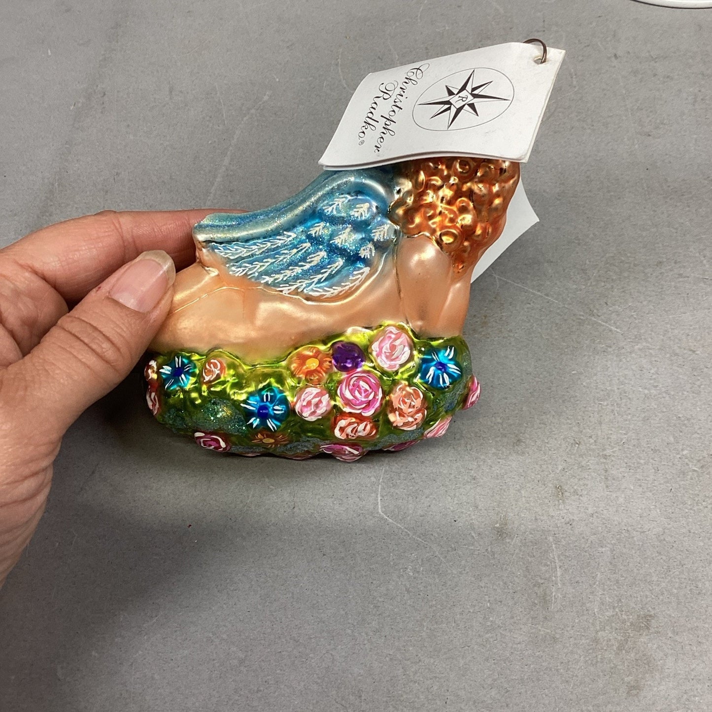 Christopher Radko Cherubic Angel Ornament Love Blossom - Damaged On Wing