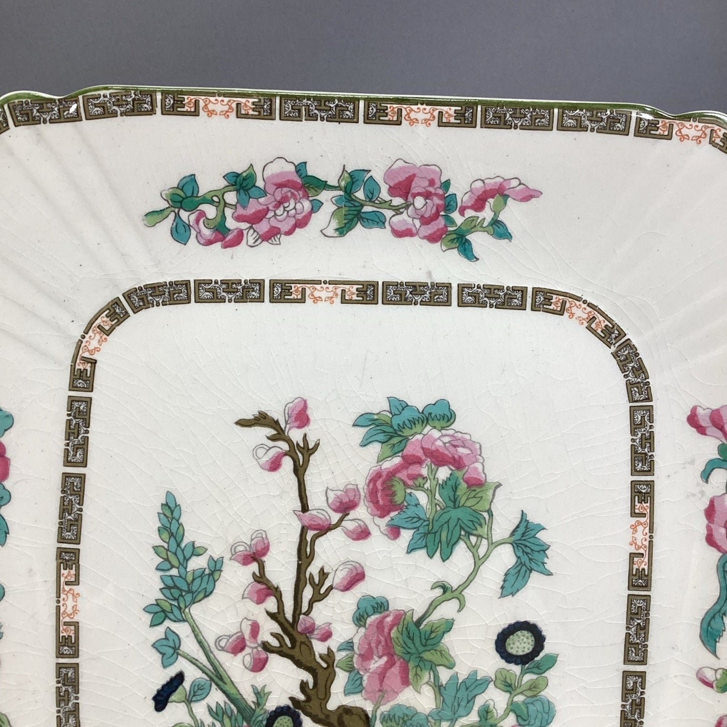 VTG Myott Staffordshire INDIAN TREE Scalloped Square Luncheon Cake Plate 11.5"
