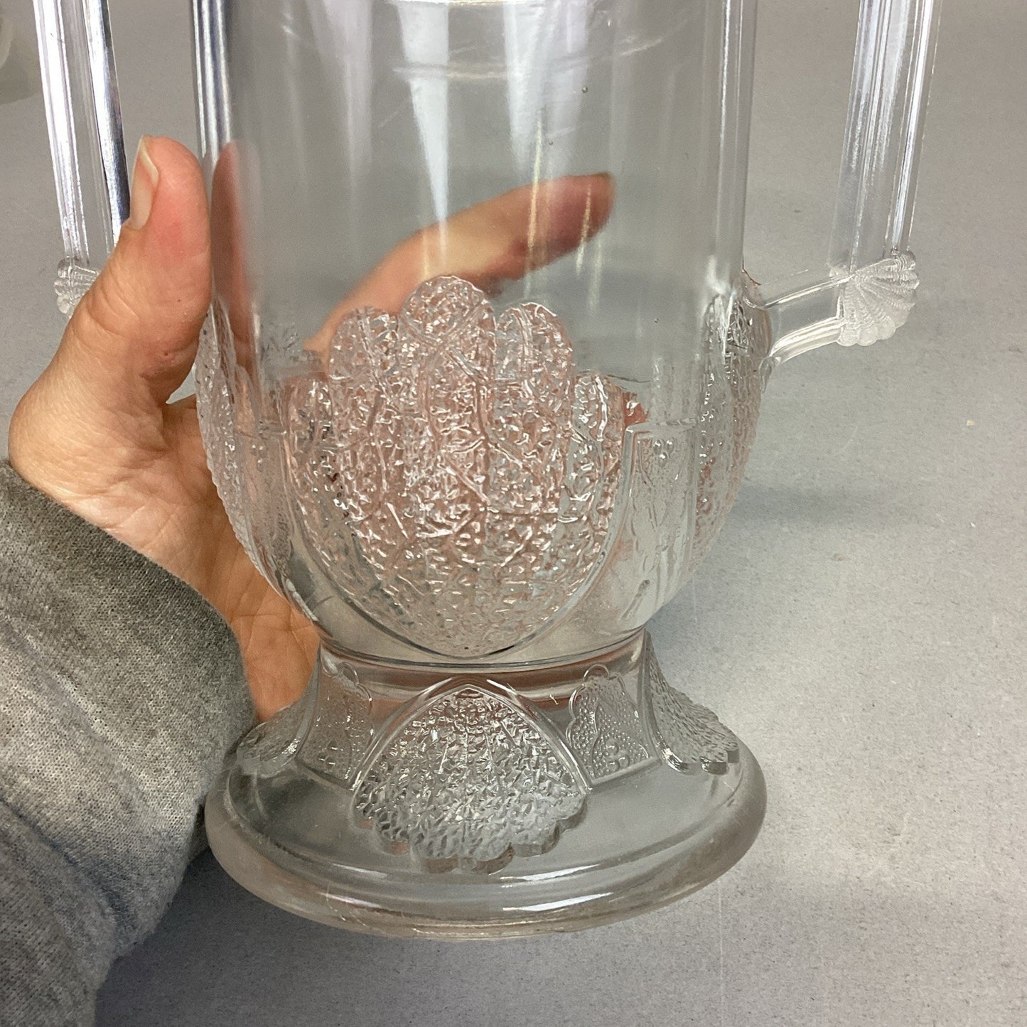 Antique 1880 EAPG Duncan & Sons Pressed Glass Shell & Tassel Spooner - 8”H