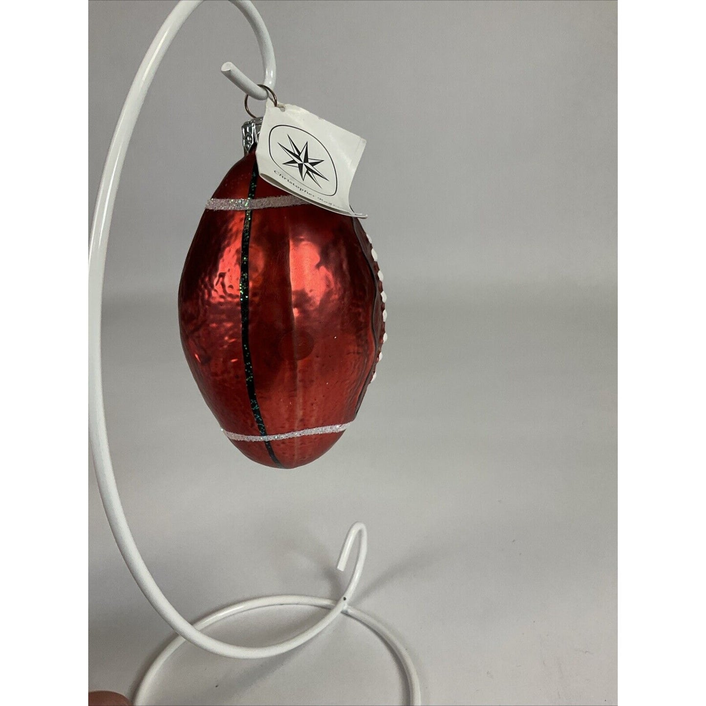 Christopher Radko Handblown Glass Football Christmas Ornament