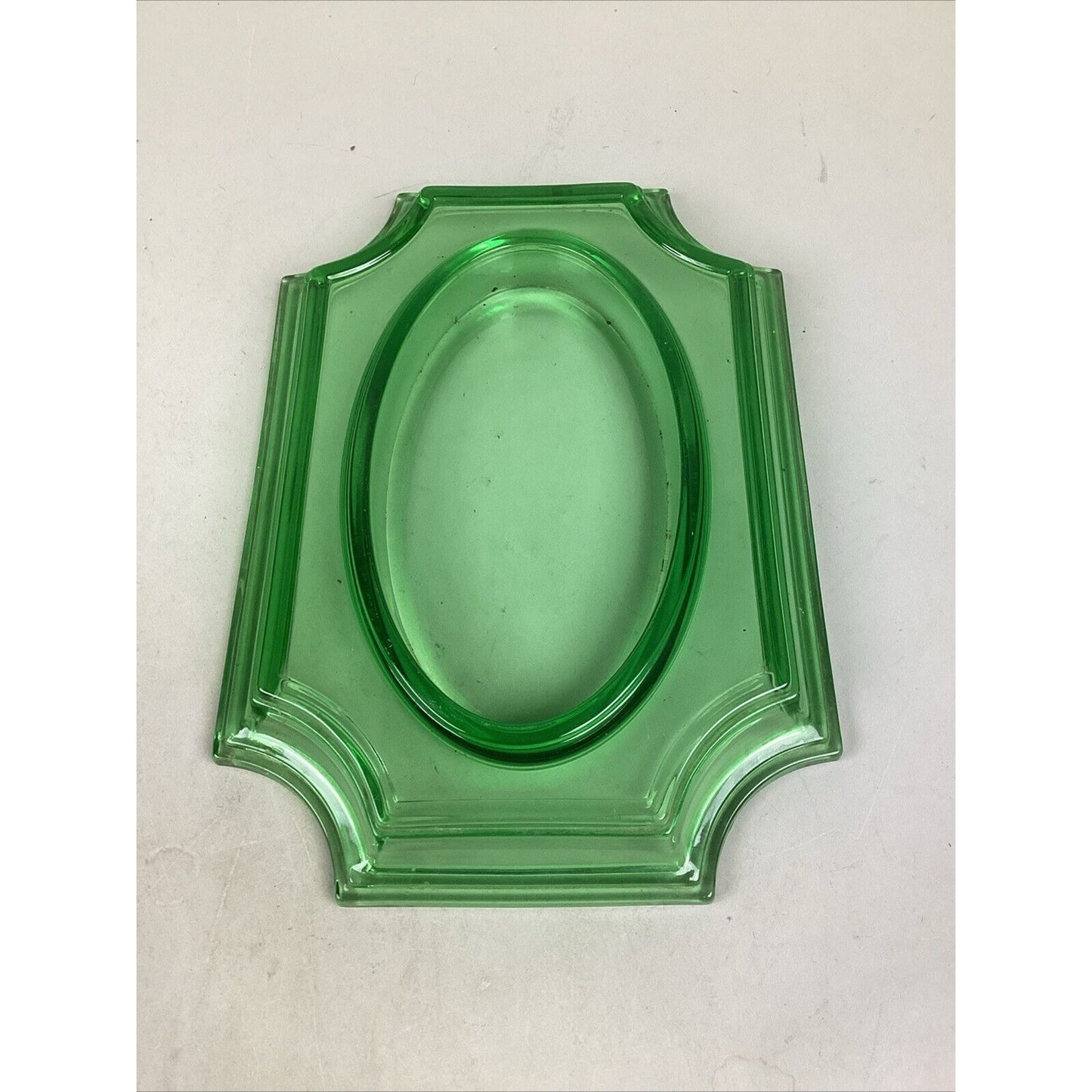 Emerald Green Glass Bread Plate Serving Dish - 13.5”L