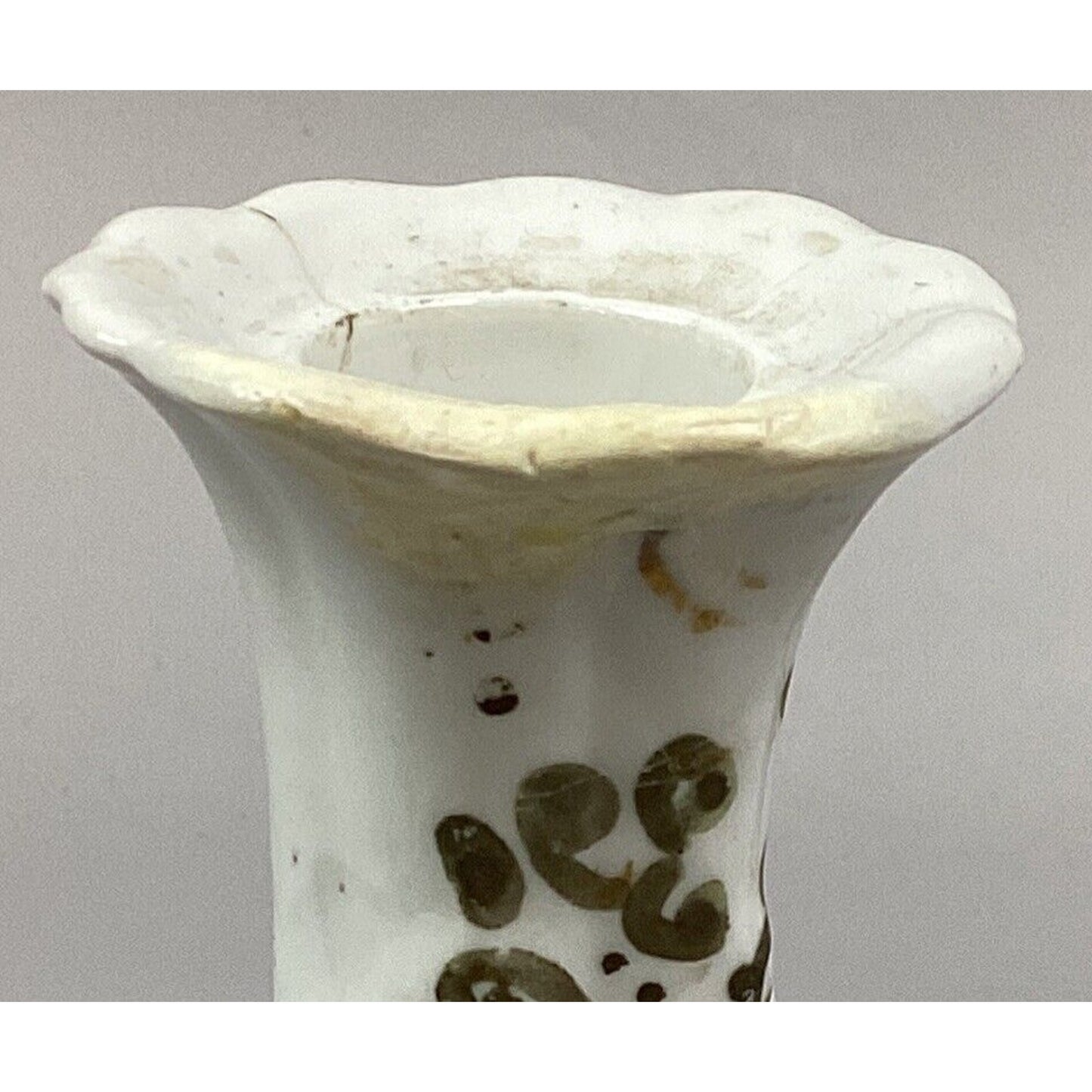 Antique Asian Chinese Porcelain Hand Painted Gold Gilt Figural Candlesticks 7.5”