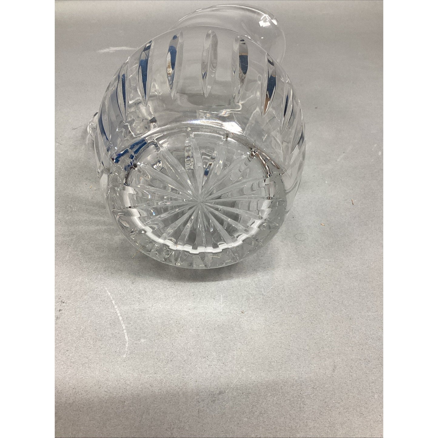 Vintage Cut Glass Floral Crystal Pitcher - 8.5”H