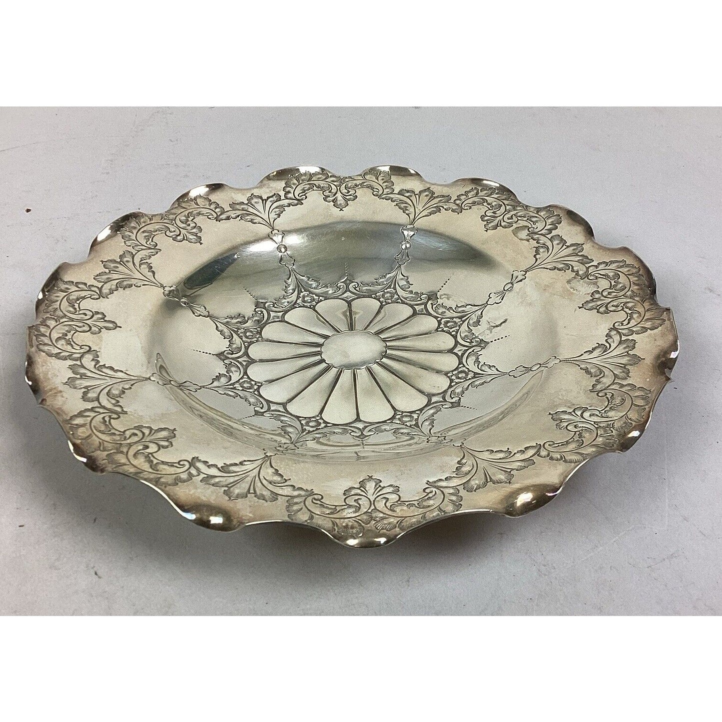 Set Of 2 Antique EPNS Round Dish Plate #6807