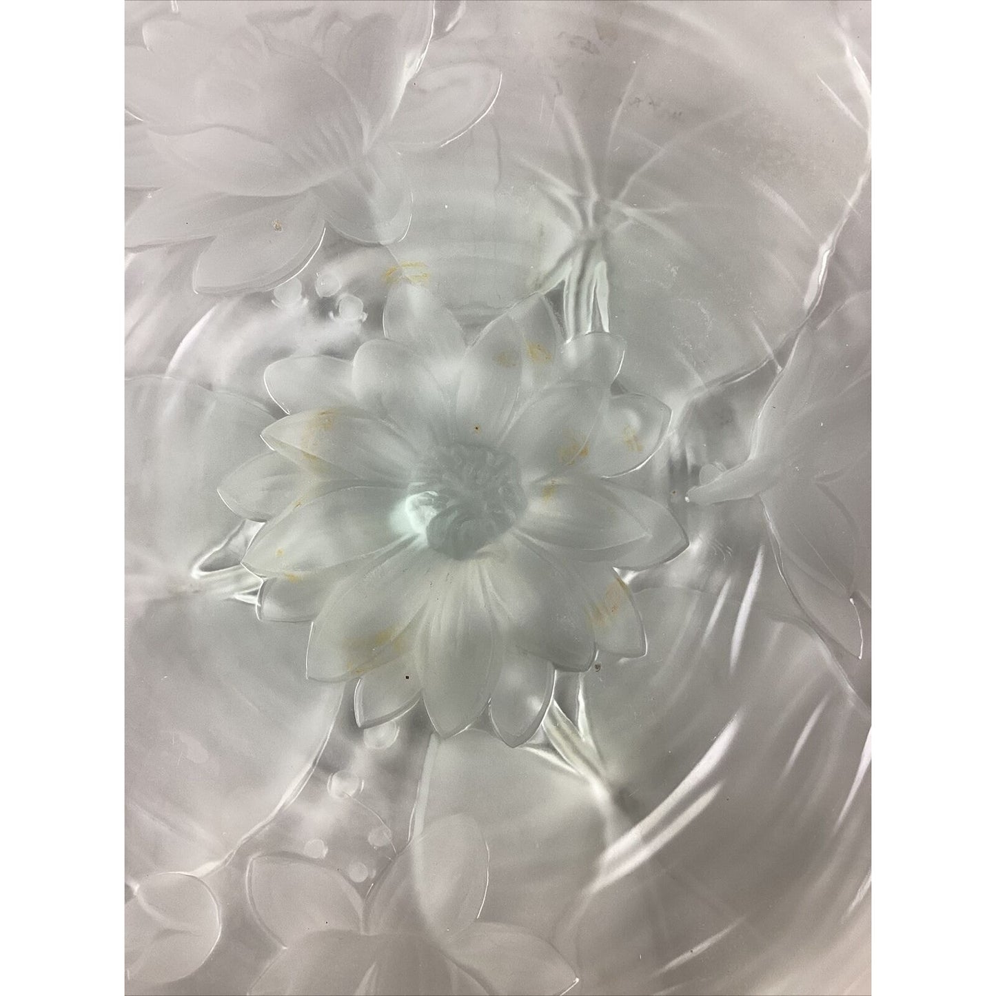 Vintage Verly’s Frosted Water Lilies Bowl - Signed - 13 3/4”