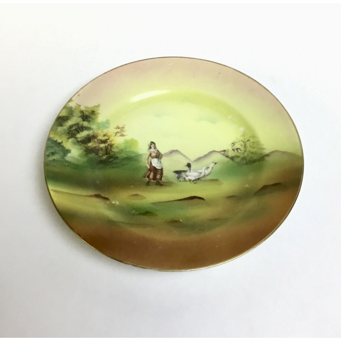 Royal Bayreuth Farm Scene Cup, Saucer And Plate