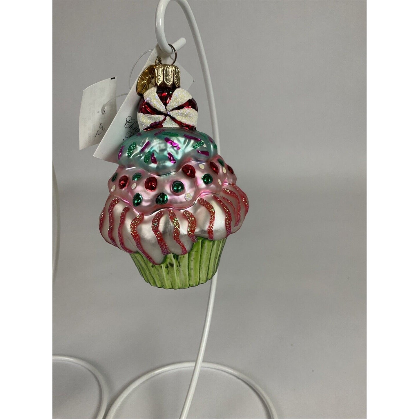 Christopher Radko Mint Confection Cupcake + Tiny Tootsies Christmas Ornaments