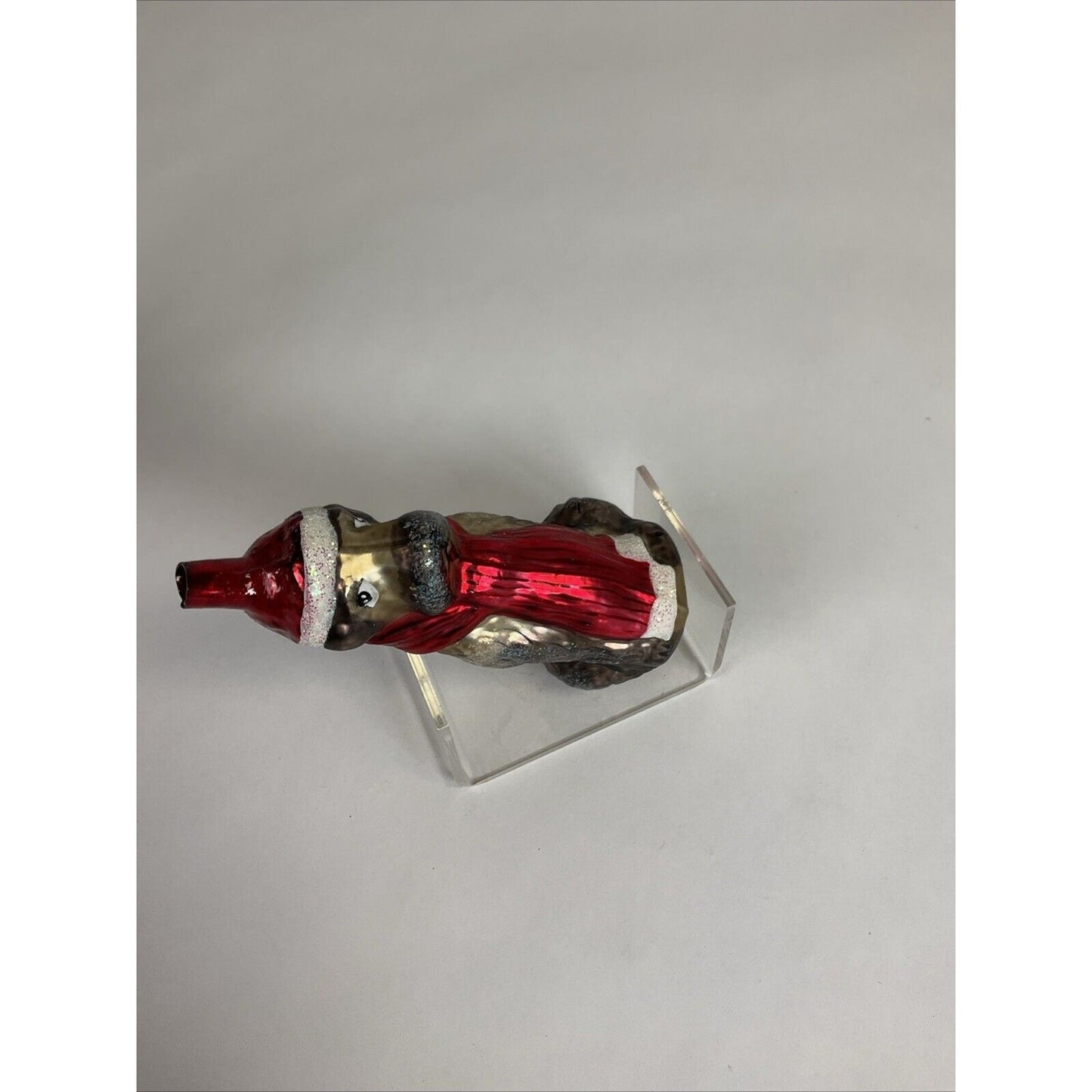 Christopher Radko Scarf Santa Dog Glass Ornament - Missing Topper