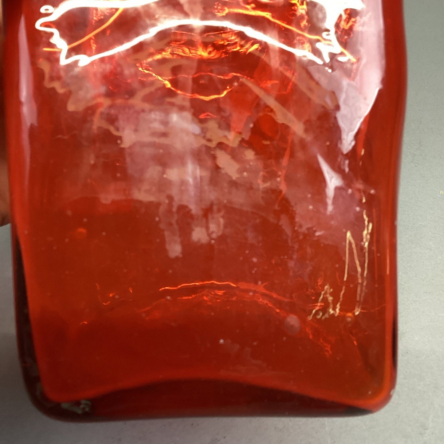 Decorative Burnt Orange Square Glass Cube Candle Holder Vase - 6”Hx4”D