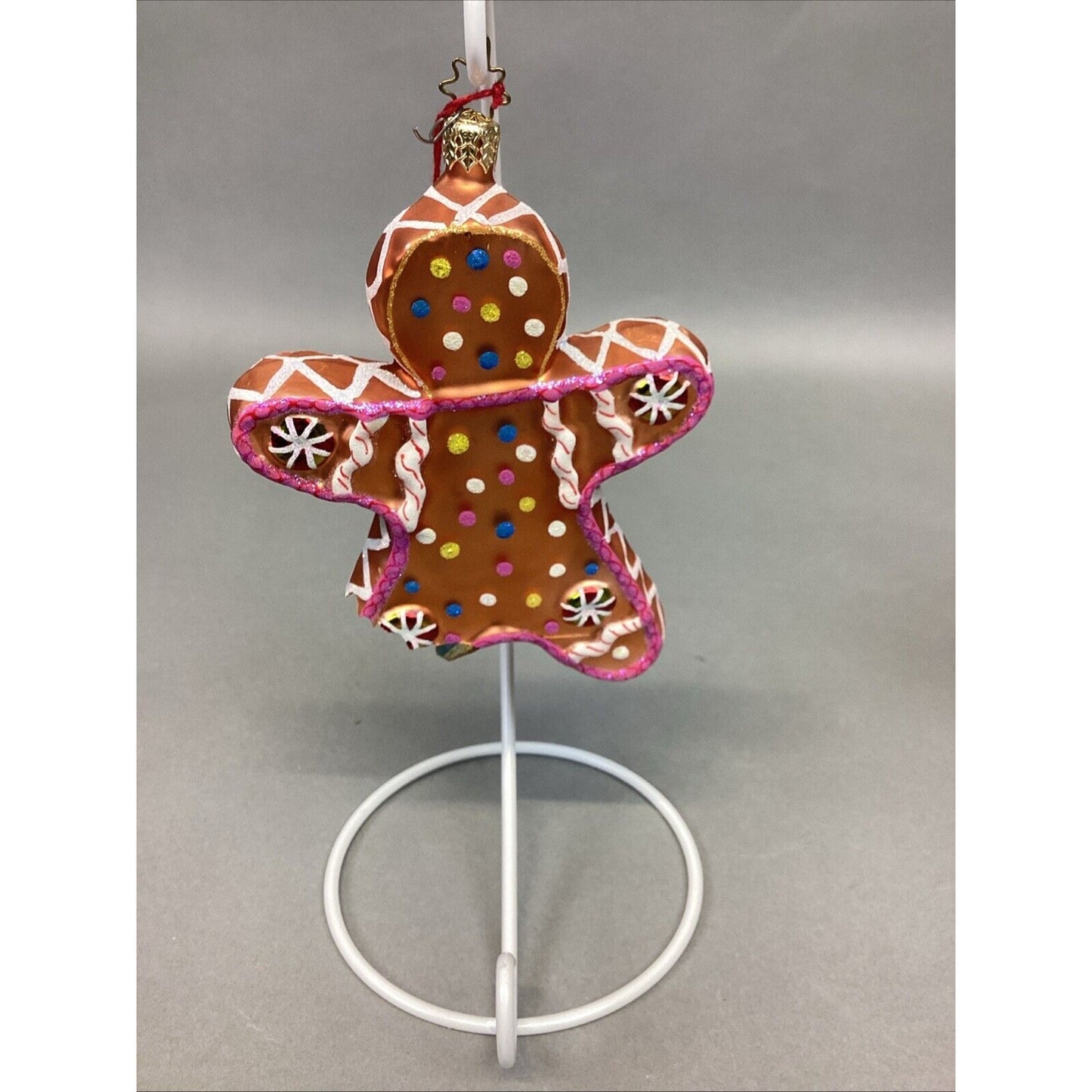 3 Radko Gingerbread Man And Rocking Horses Glass Christmas Ornaments - Damaged