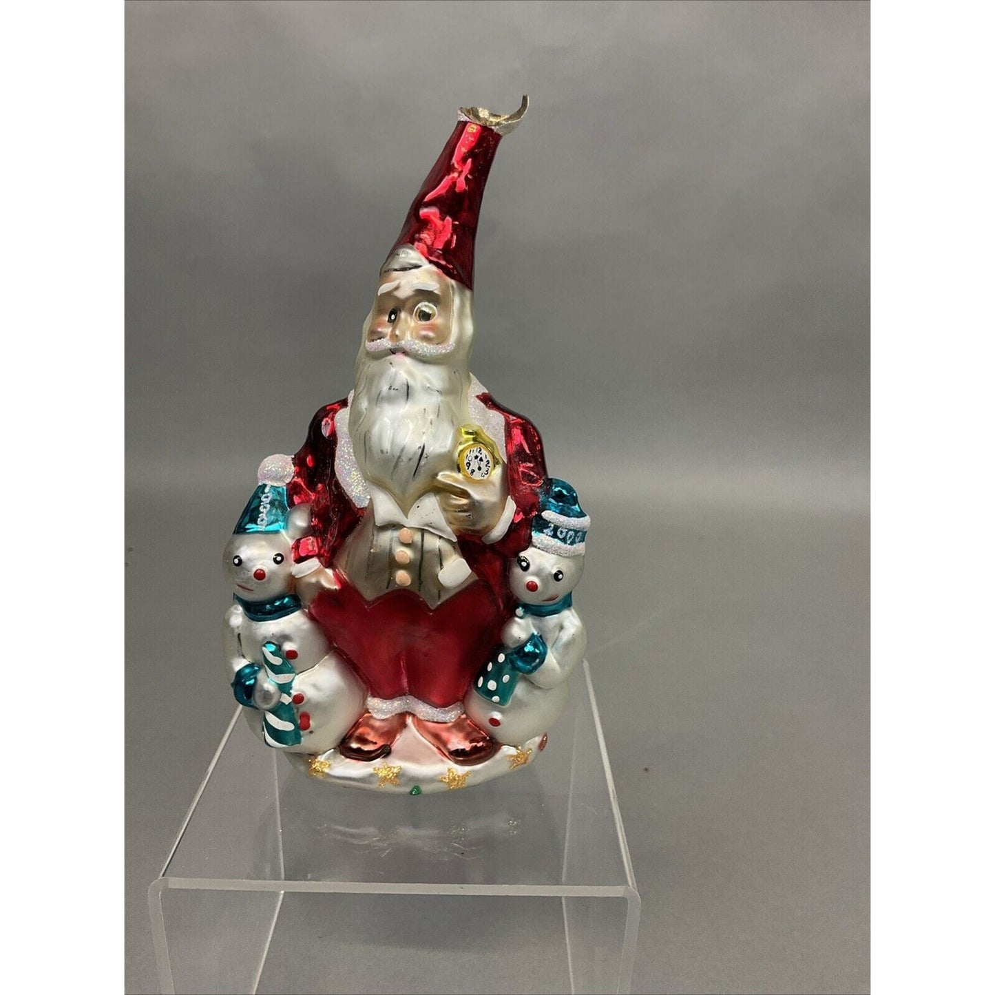 Radko Saks 5th Ave Santa Millenium + Santa List Christmas Ornaments / Damaged