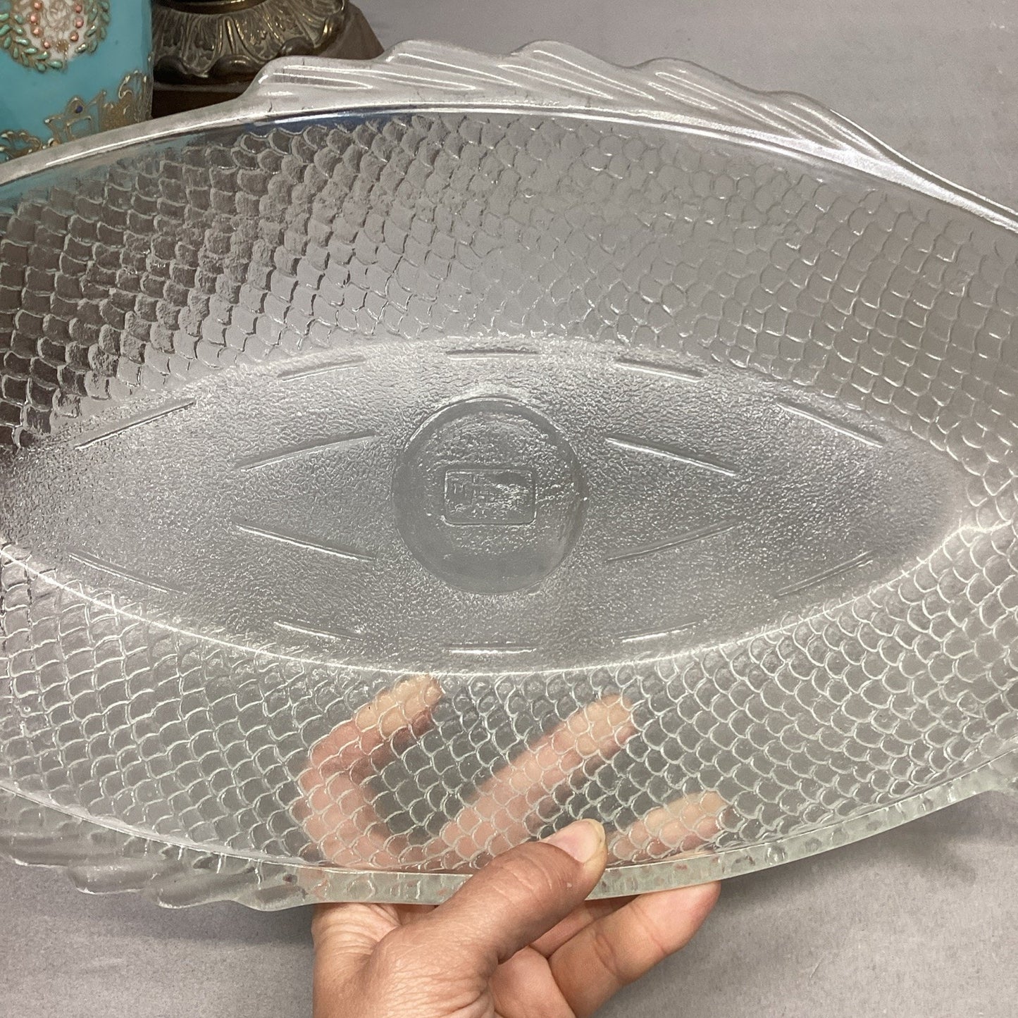 GLASSBAKE 18" Clear Glass Fish Shaped Baking Dish Platter Vintage # J141