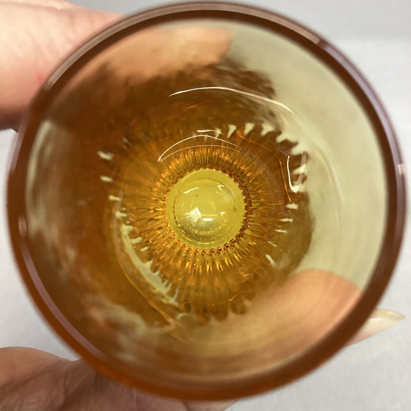 Vintage 1950’s Amber Colored Shot Glass & VTG Clear Shot Glass