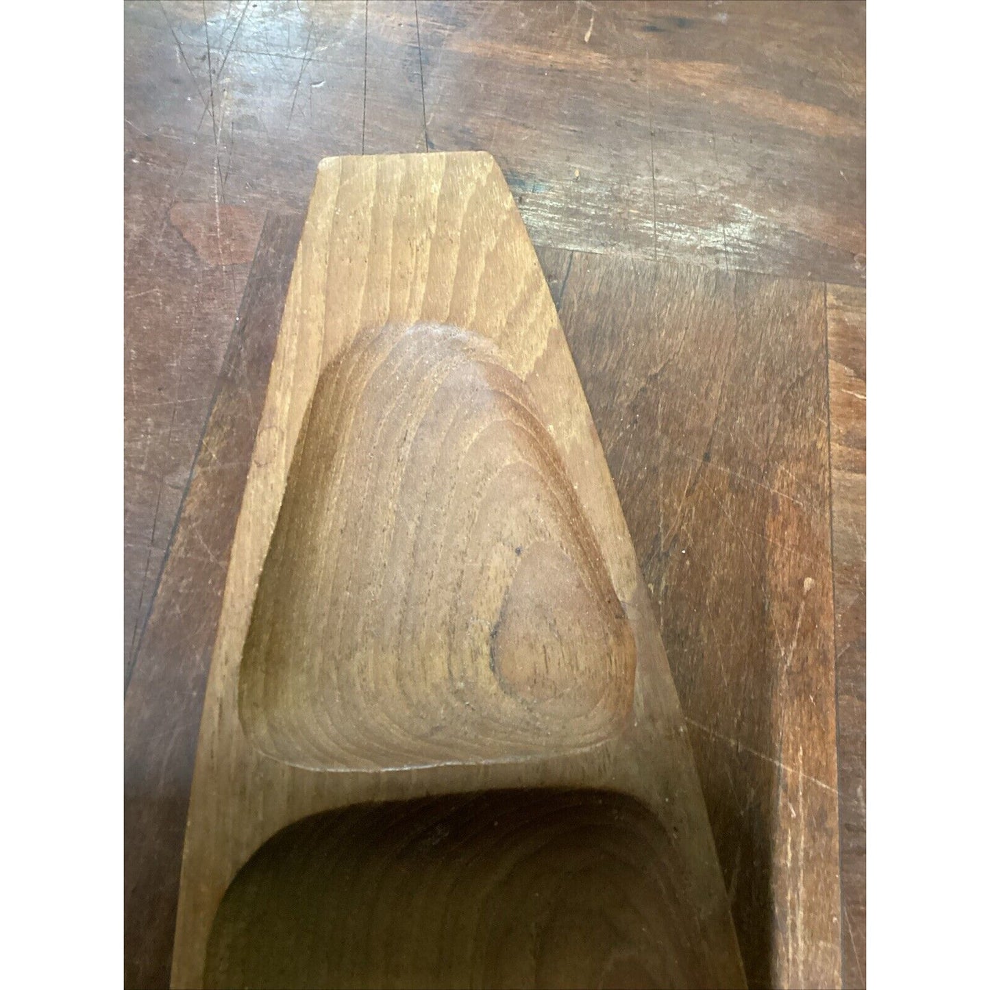 Divided Genuine Teakwood Serving Tray W/ 3 Compartments - 18x4”