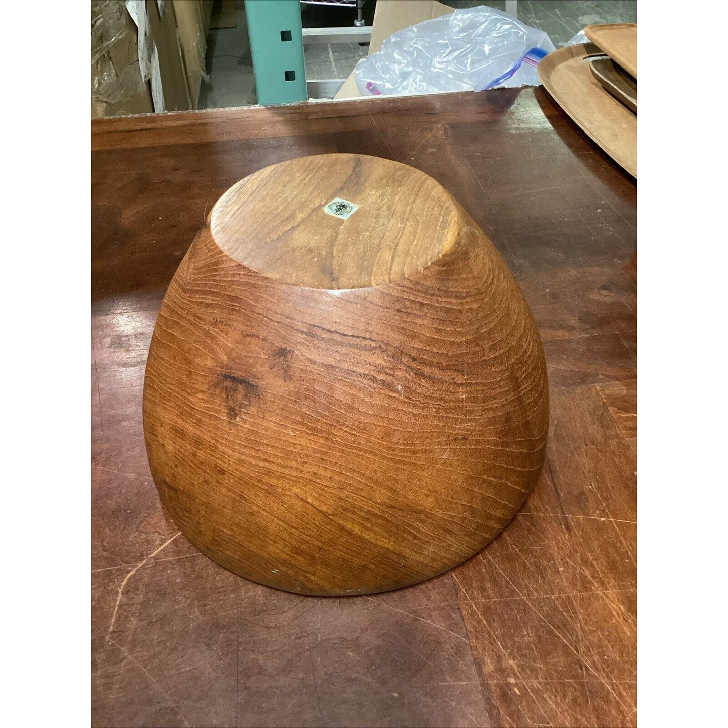 Set Of 2 Vintage Wooden Serving Salad Bowls - Medium & Large