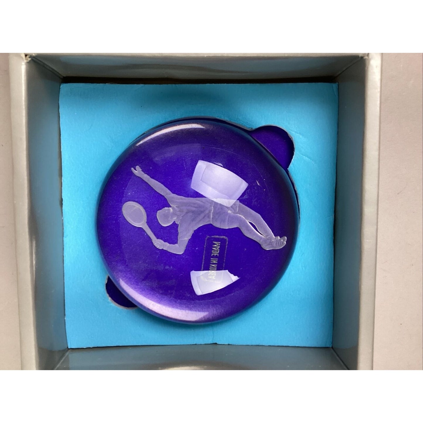 Jefferson Hi-Lite Crystal Art Engraving Series Tennis Player Paper Weight