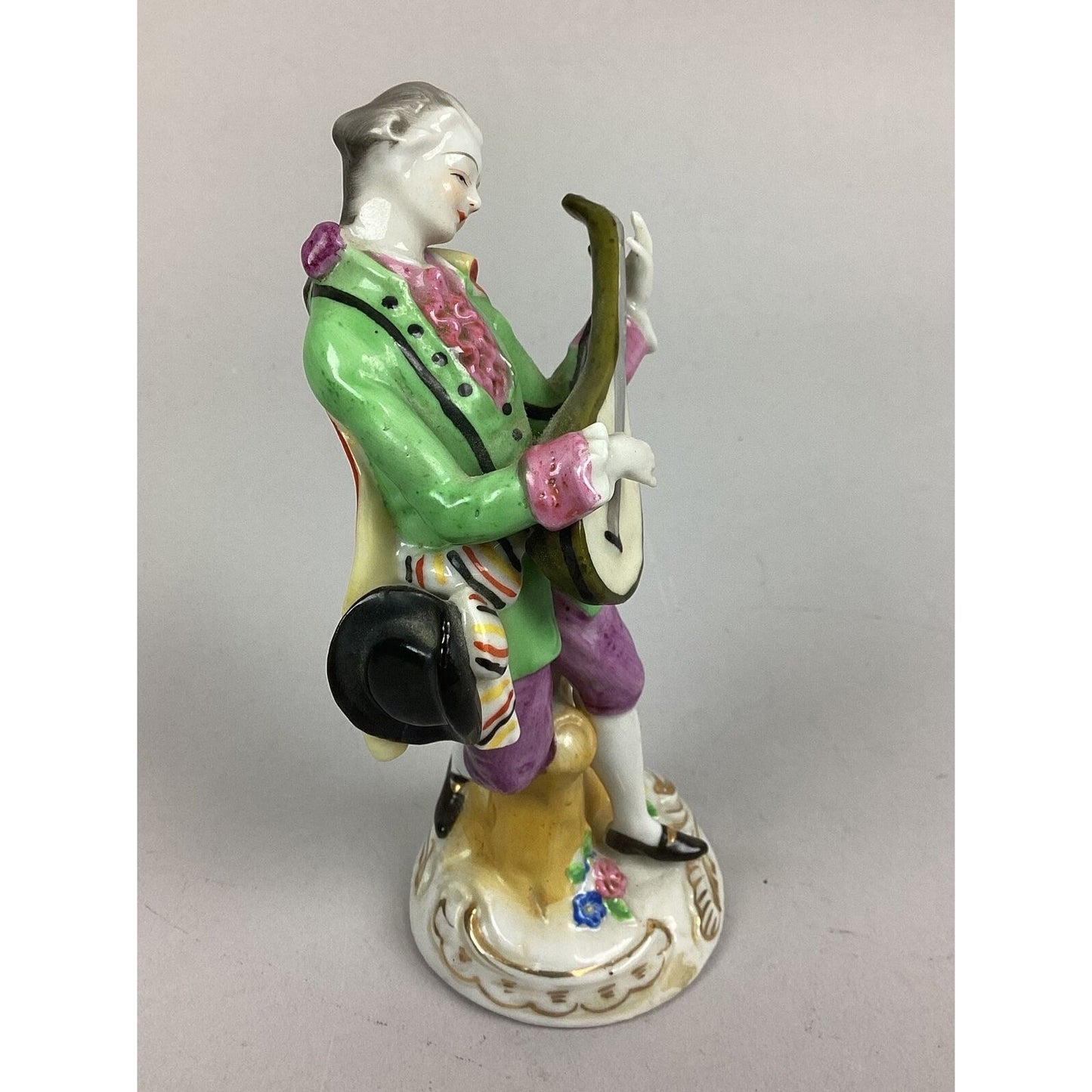 Antique Victorian Man Playing Mandolin Figurine - 6.5”