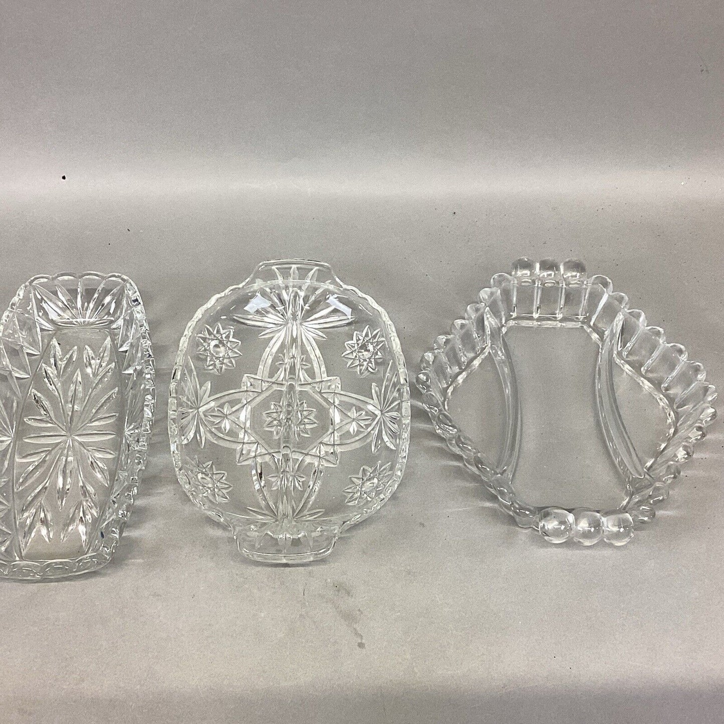 Set Of 3 Decorative Glass Butter Candy Serving Dishes