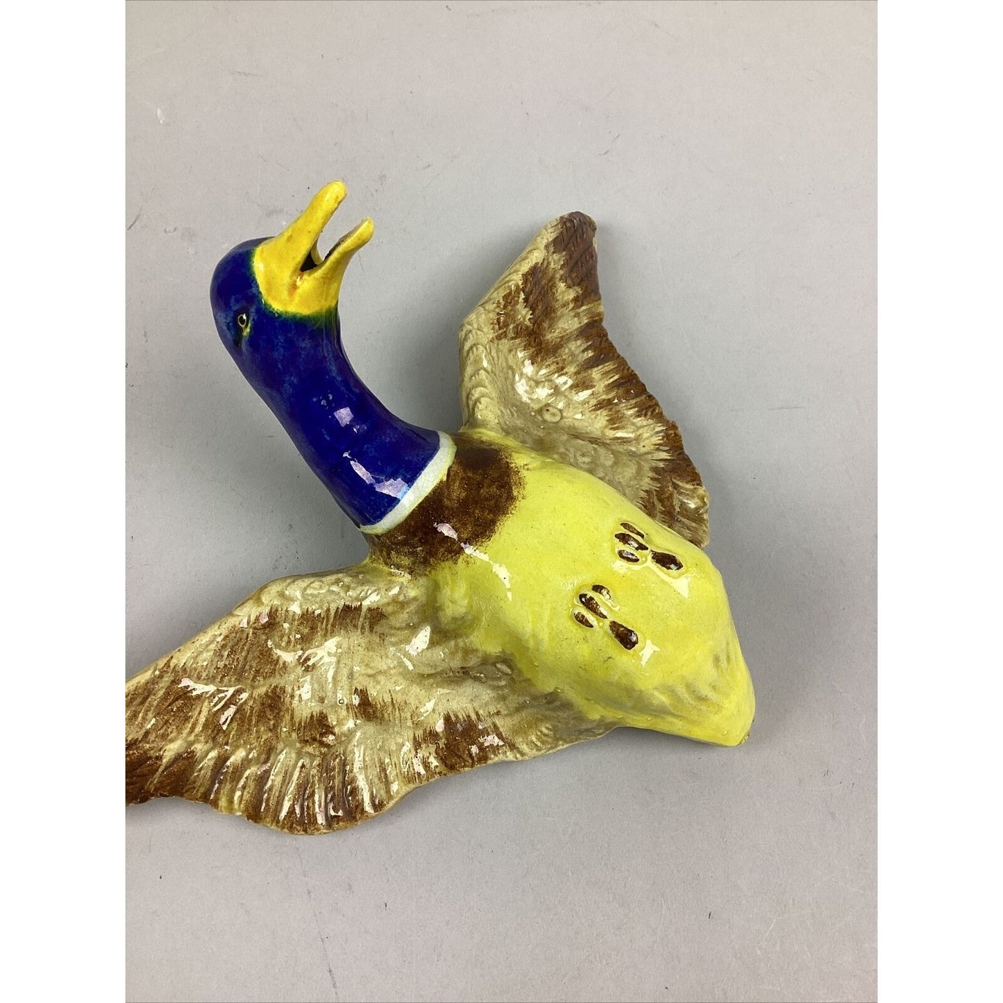 Vintage Flying Yellow Duck W/ Blue Head Wall Decoration - 7”