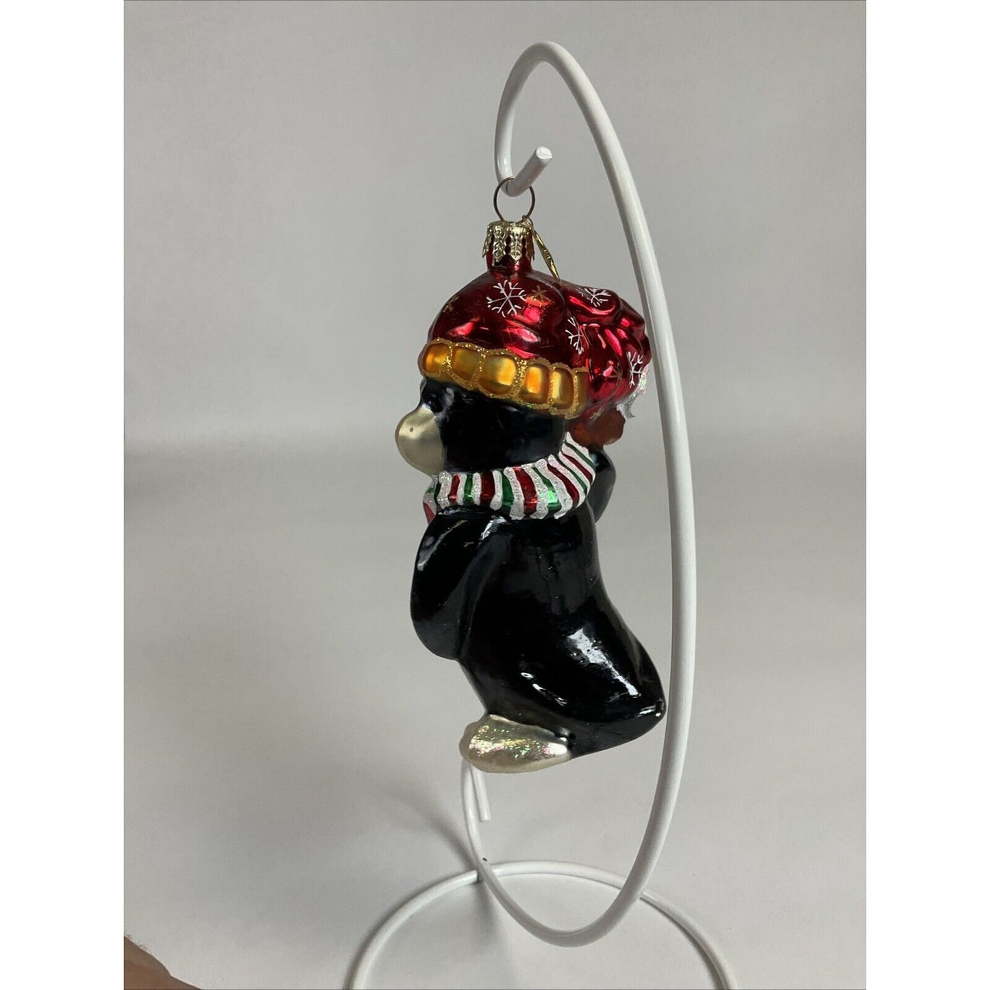 Christopher Radko Let It Snow Penguin Glass Christmas Ornament / Damaged
