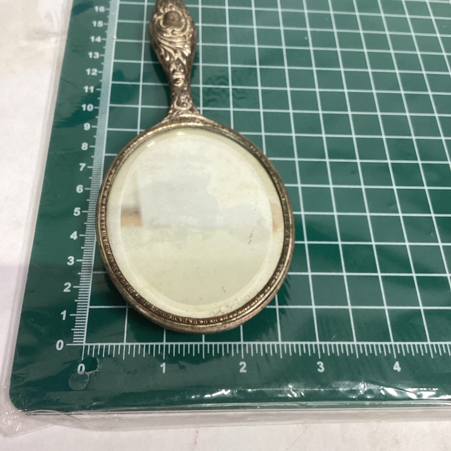 Antique Silver Plated Ornate Mirror - 6.5”L