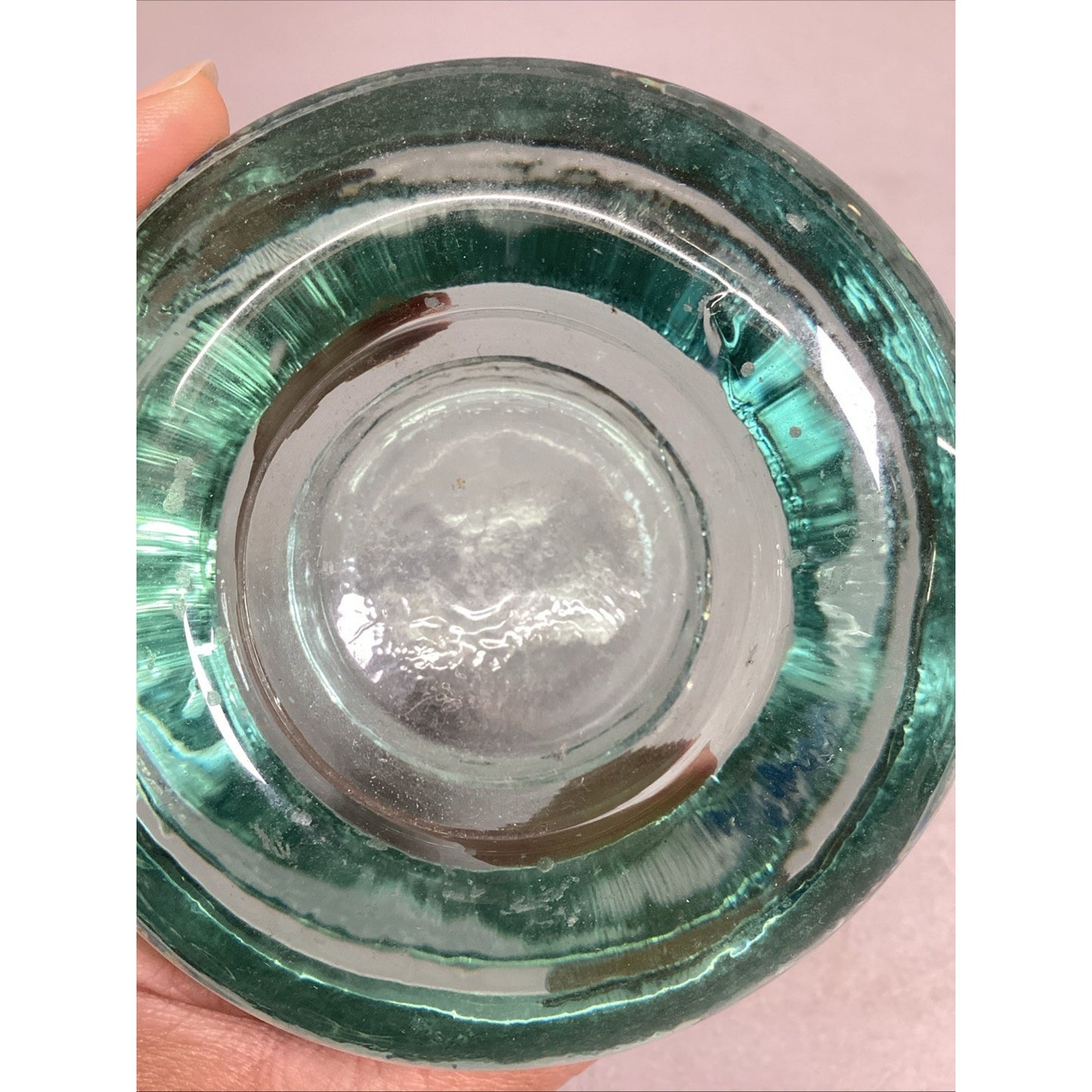 Vintage Mint Green Glass Bowl Trinket Dish Ashtray
