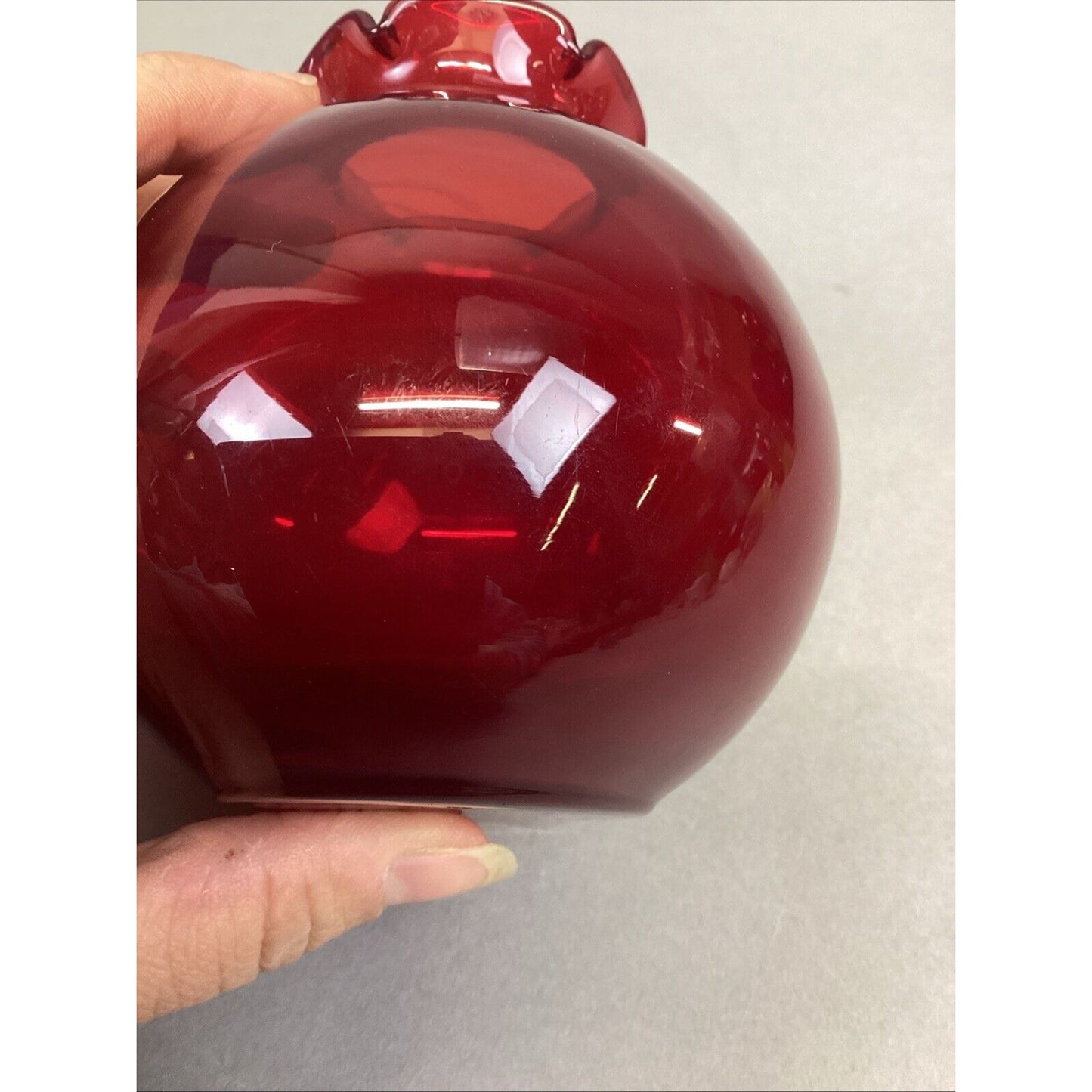 Anchor Hocking Ruby Red Glass Flower Vase - 4.25”H