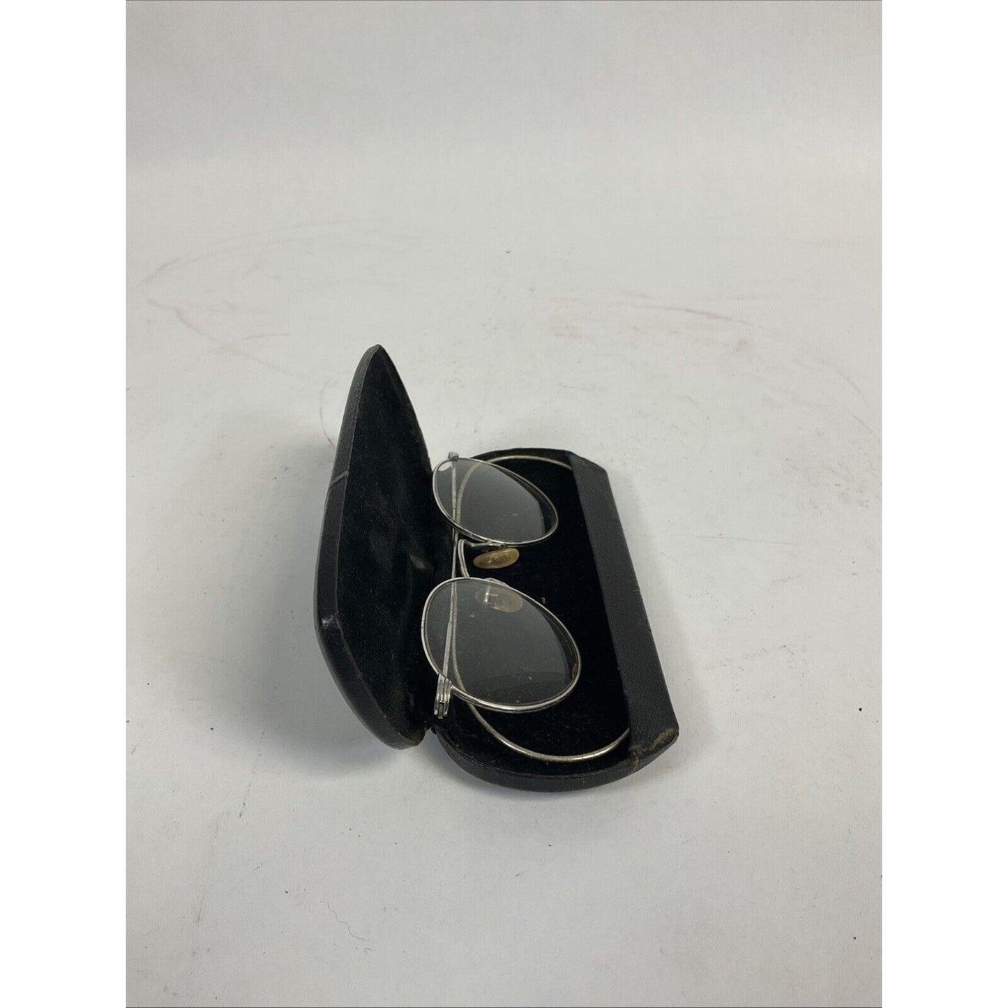 Antique Lloyd Eyeglasses Glasses Frames Round Spectacles With Hard Case
