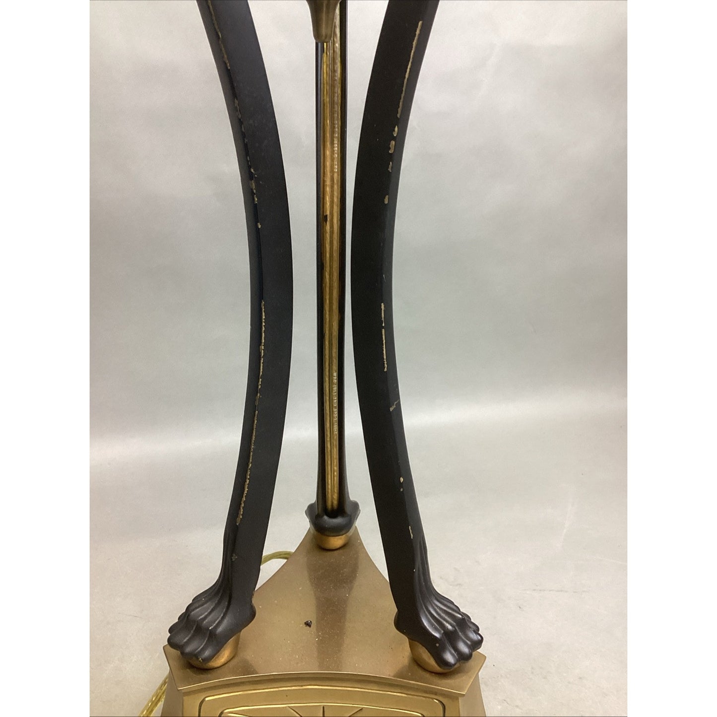 Vintage Neoclassical Brass Lions Heads And Claws Heavy Lamp - No Lampshade