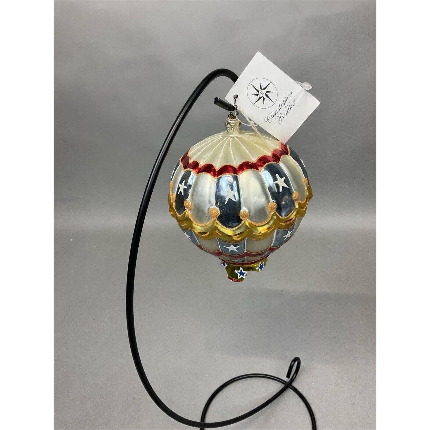 Radko Glory Abounds + Candy Striped Balloon Christmas Ornament / Damaged