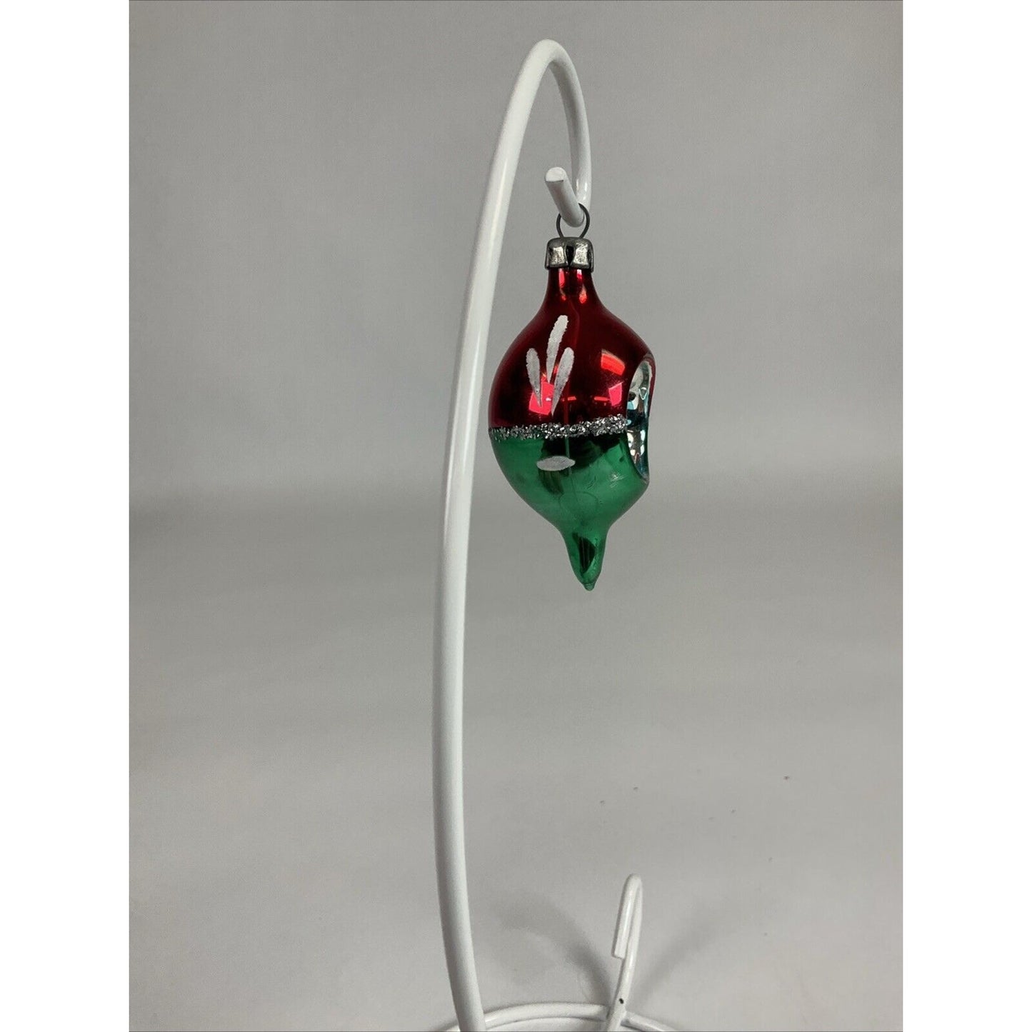 Vintage Red And Green Icicle Indented Hand Painted Christmas Ornament