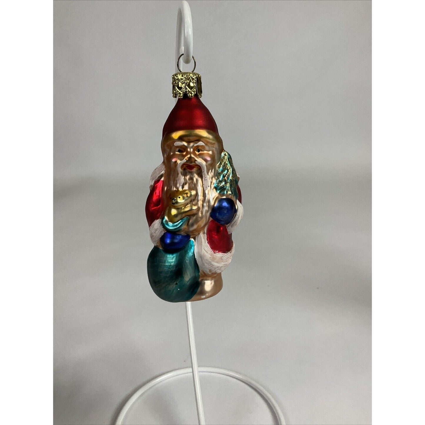 Christopher Radko Ho Ho Ho Santa Claus Head Glass Christmas Ornament 5”