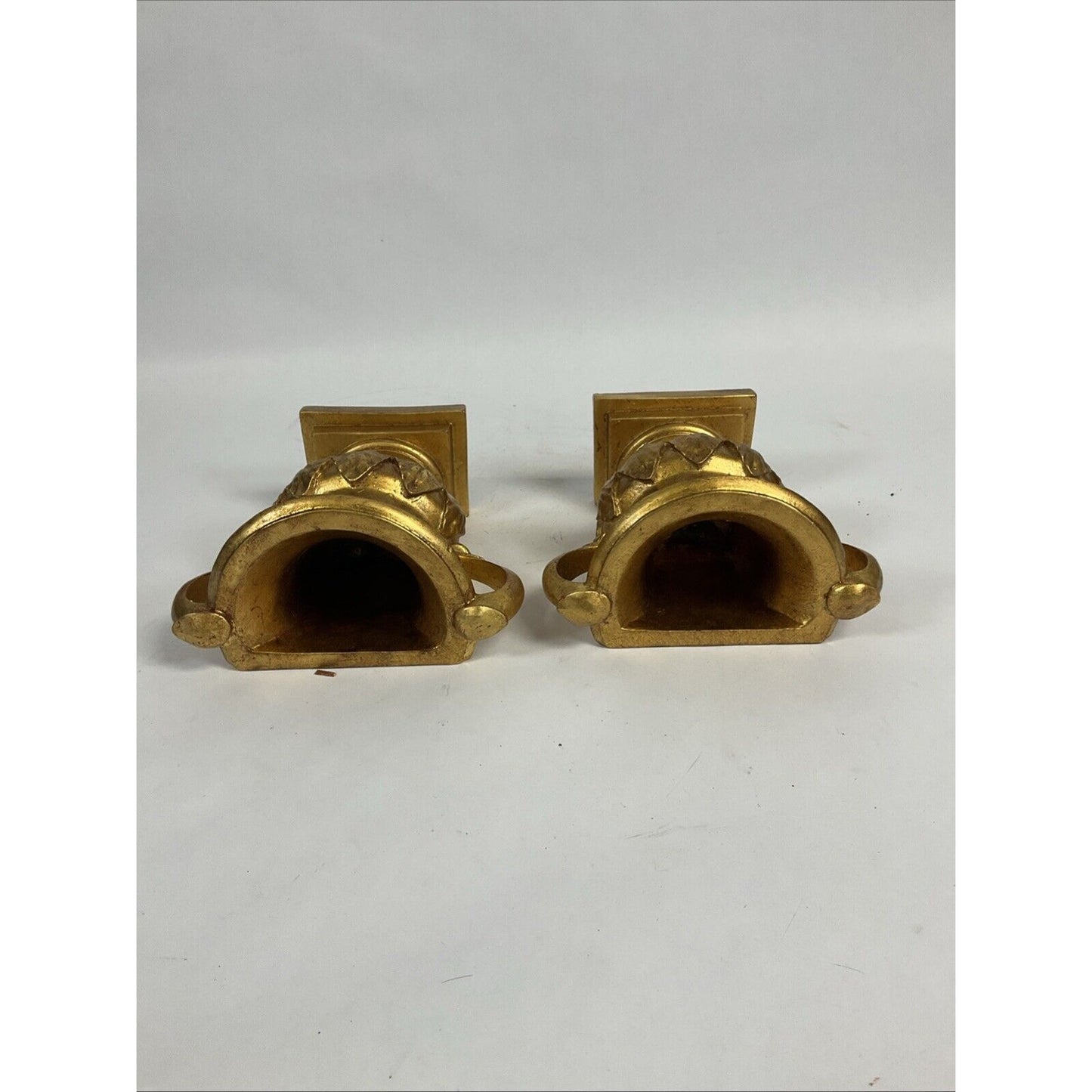Pair of Large Golden Vases with Handles - 7"H