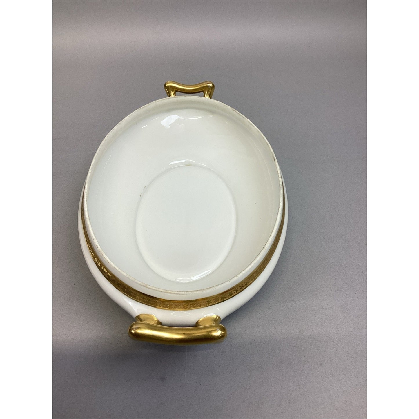 Limoges Elite White W/ Gold Encrusted Oval Covered Vegetable Dish French China