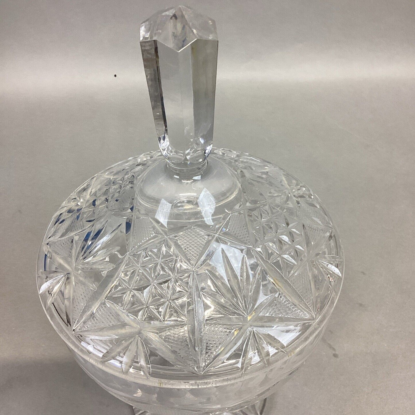 Vintage Decorative Cut Glass Pedestal Dome Lid Candy Nut Dish - 12”H
