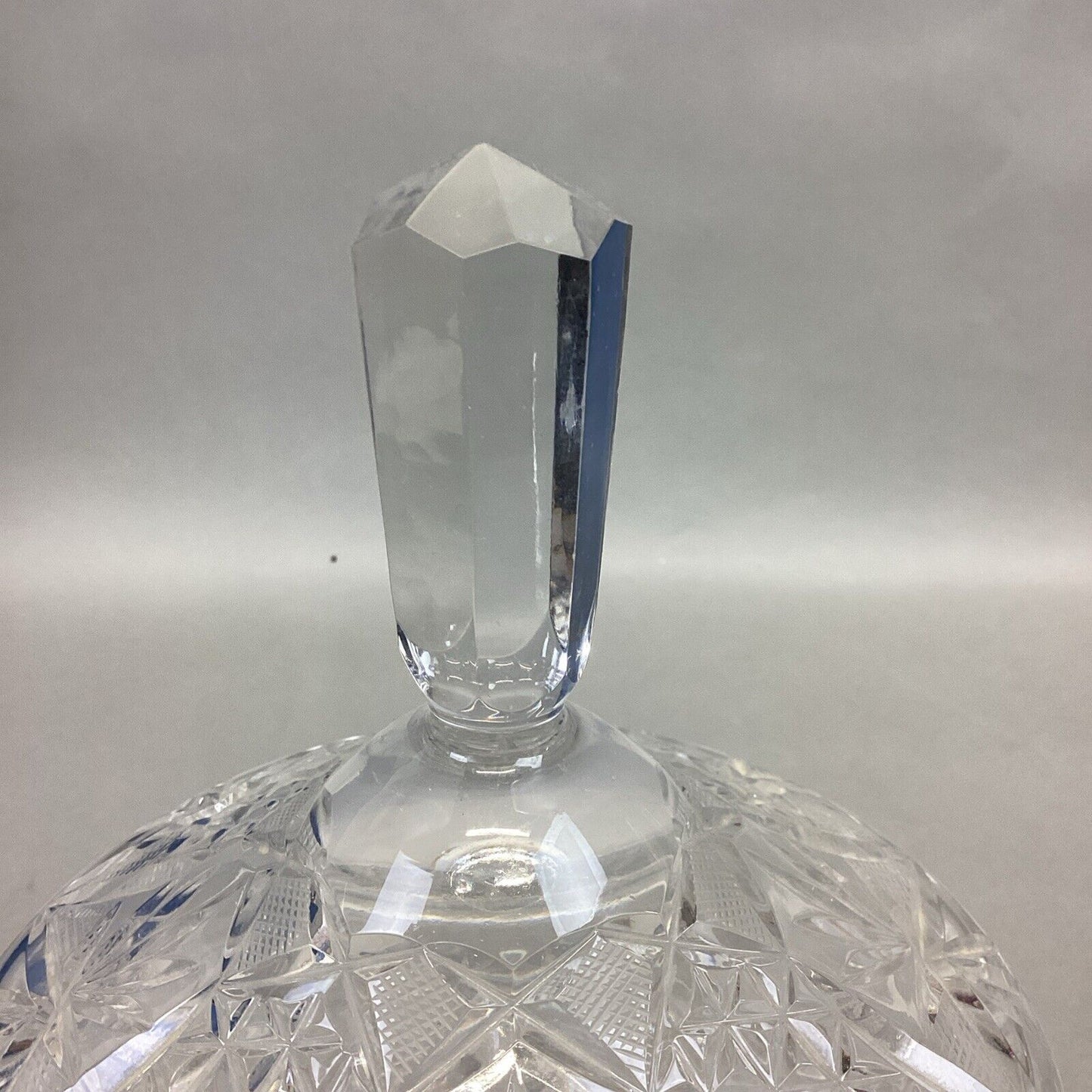 Vintage Decorative Cut Glass Pedestal Dome Lid Candy Nut Dish - 12”H
