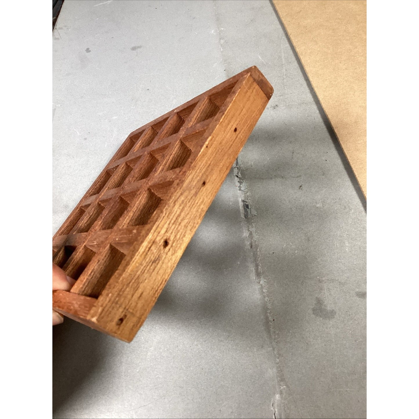 Vintage MCM Teak Wood Trivet Hot Plate Coaster - 6.25”D