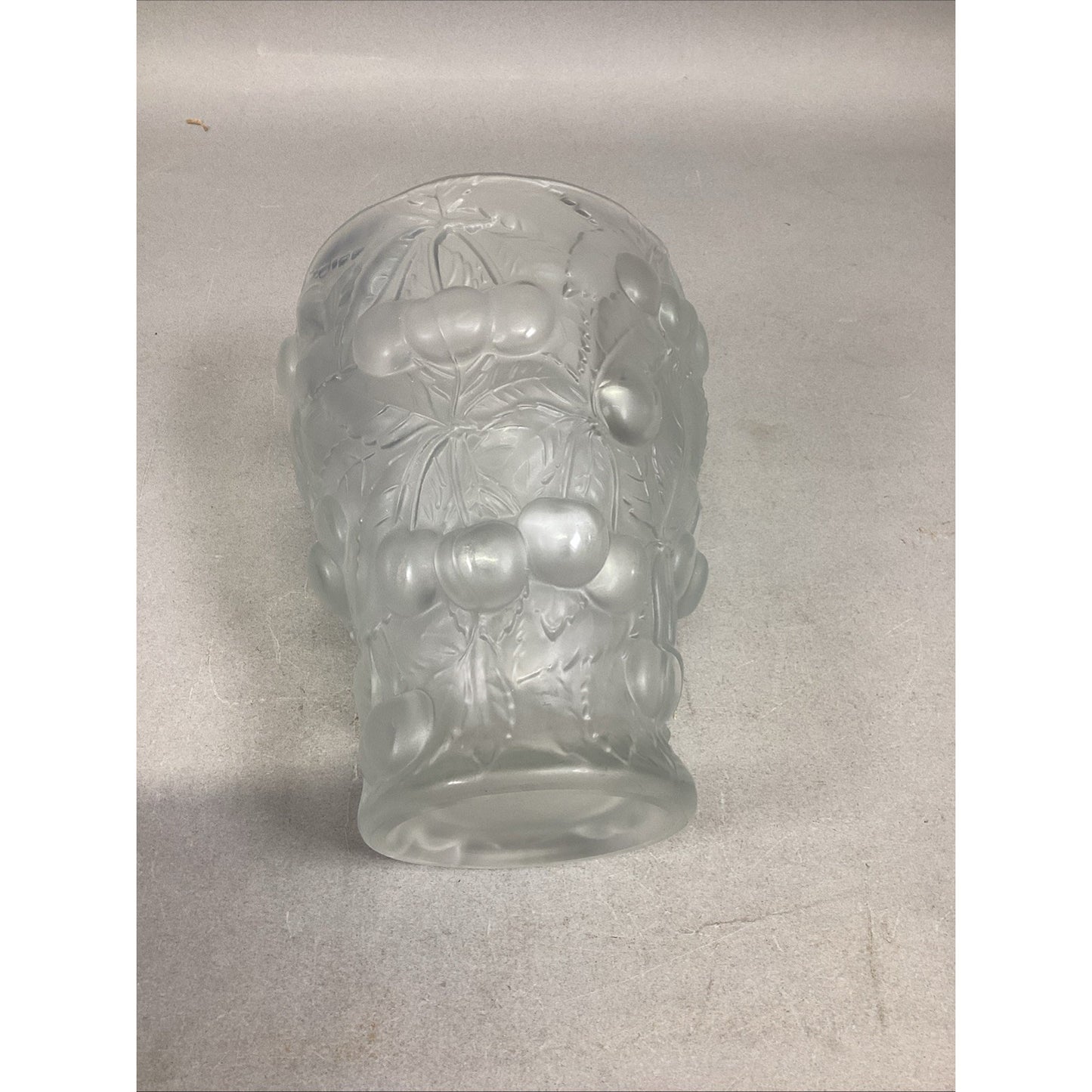 1930's Josef Inwald Barolac Vase Satin Glass Allover Cherry Design 7"Hx5.25”D