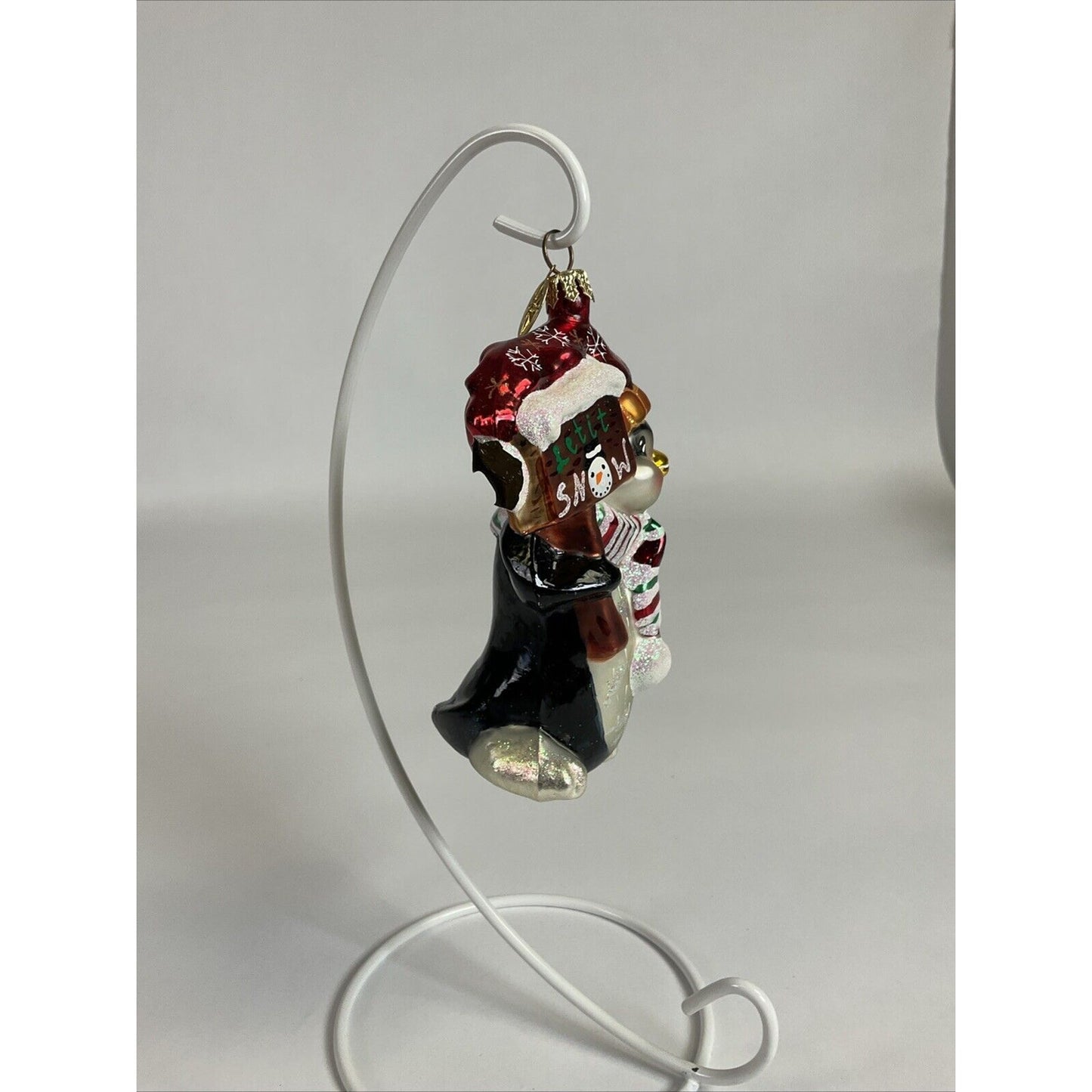 Christopher Radko Let It Snow Penguin Glass Christmas Ornament / Damaged