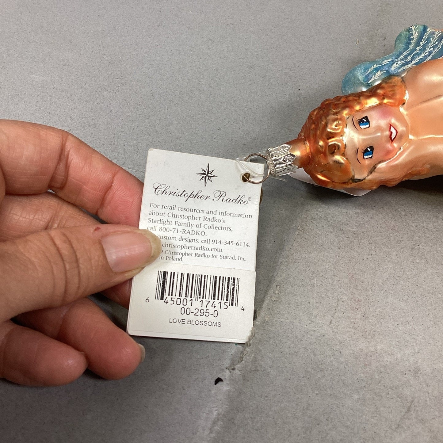 Christopher Radko Cherubic Angel Ornament Love Blossom - Damaged On Wing