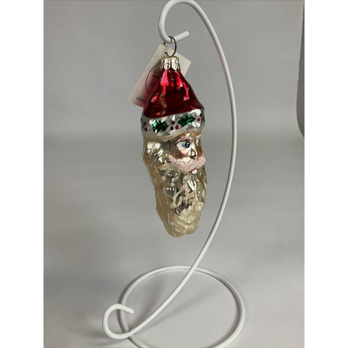 Christopher Radko Ho Ho Ho Santa Claus Head Glass Christmas Ornament 5”