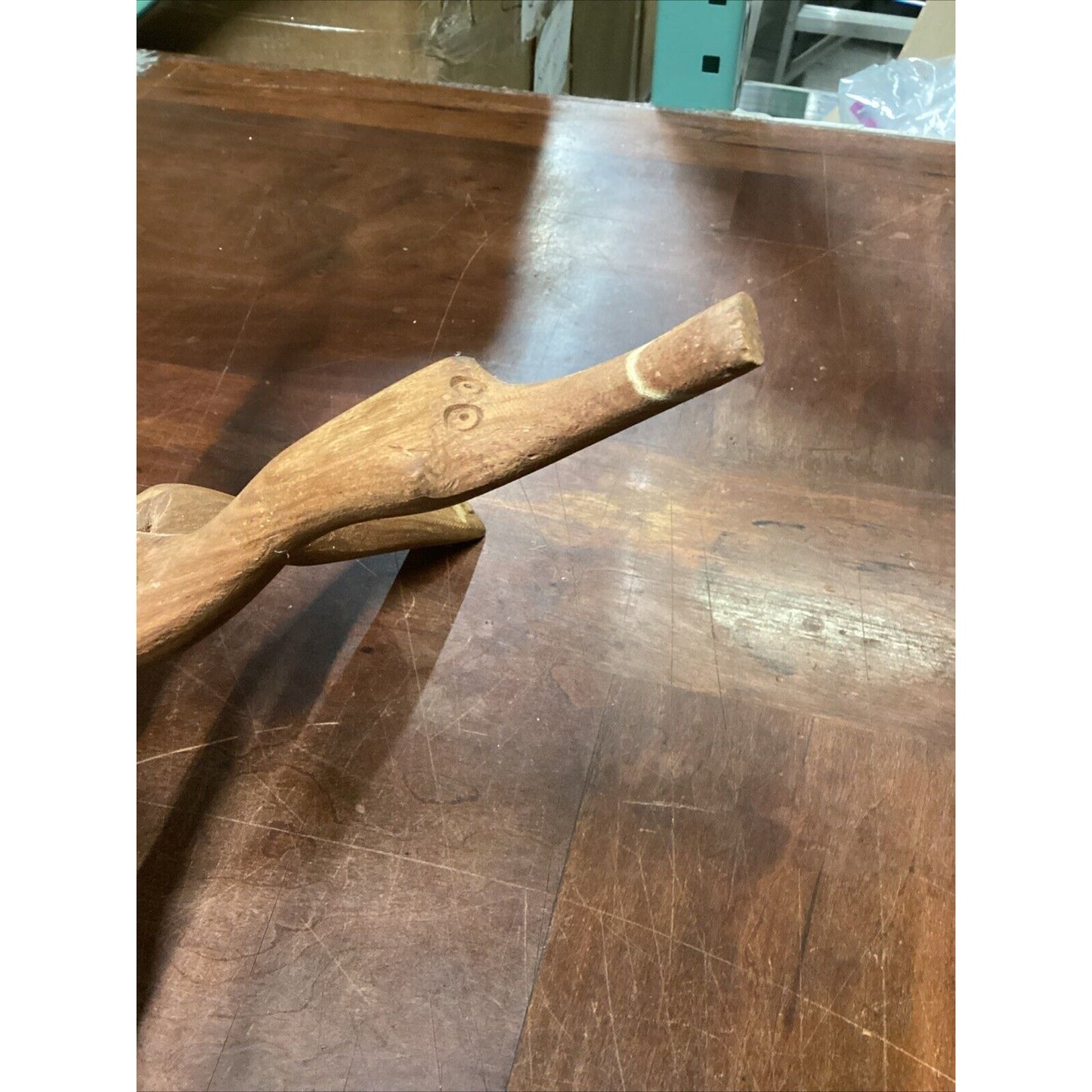 Vtg Hand Carved Wooden Cobra Tripod Stand For Plants Bowls