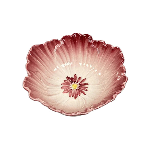 Floral Pink Trinket Dish - Made In England - 1.25”x3”
