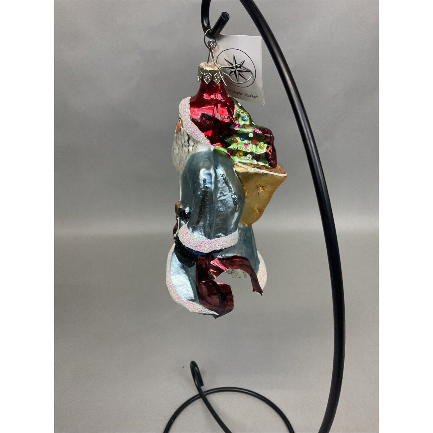 Radko Santa’s Banner Year + Santa In Blue Robe Christmas Ornaments / Damaged