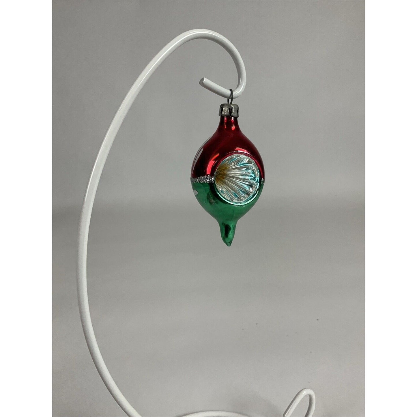 Vintage Red And Green Icicle Indented Hand Painted Christmas Ornament